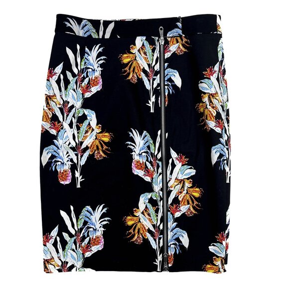 Rebecca Minkoff Marlo Print Floral Front Zipper Pencil Midi Skirt Size 6 - NWOT - Picture 2 of 8